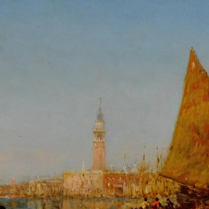 Barche Da Pesca Nel Bacino Palazzo Ducale E Il Campanile Sullo Sfondo Félix Ziem fzm33 quadro stampato su tela