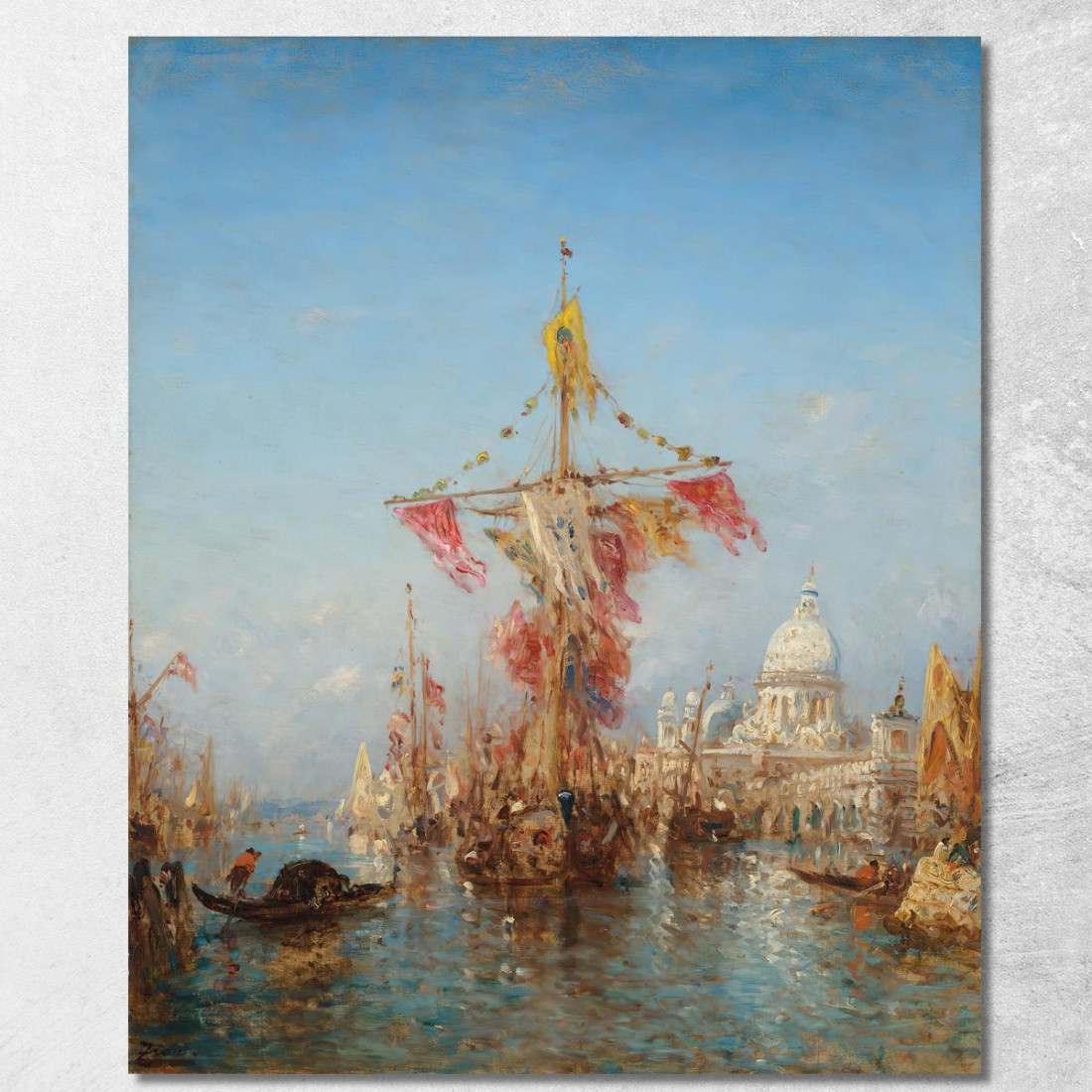 Festa Dell'Assunzione Davanti Alla Dogana Venezia Félix Ziem fzm38 quadro stampato su tela