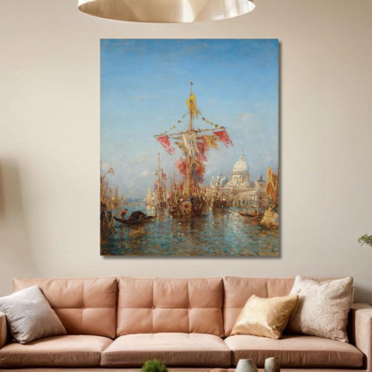 Festa Dell'Assunzione Davanti Alla Dogana Venezia Félix Ziem fzm38 quadro stampato su tela