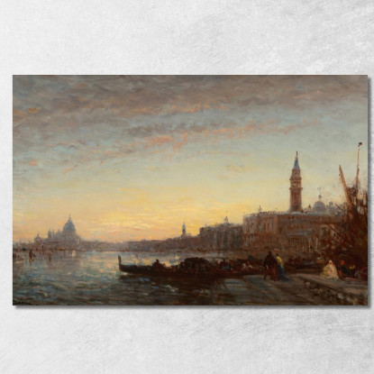 Gondolieri Alla Riva Degli Schiavoni Venezia Félix Ziem fzm43 quadro stampato su tela