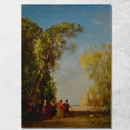 Interno Di Un Giardino A Venezia Félix Ziem fzm47 quadro stampato su tela