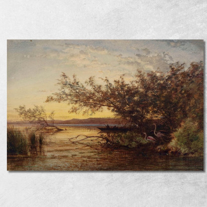 La Camargue Al Tramonto Félix Ziem fzm49 quadro stampato su tela