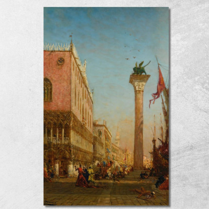 La Colonna Del Leone Di San Marco Sul Molo Félix Ziem fzm52 quadro stampato su tela