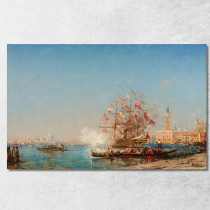 La Festa Dell'Assunzione A Venezia Il Colpo Di Cannone Félix Ziem fzm55 quadro stampato su tela