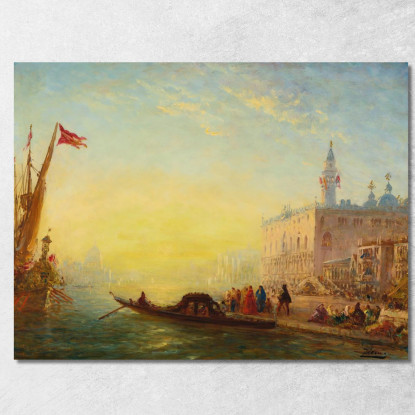 La Gondola Riva Degli Schiavoni Félix Ziem fzm56 quadro stampato su tela