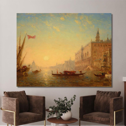 Il Bacino Visto Dalla Riva Degli Schiavoni Félix Ziem fzm62 quadro stampato su tela