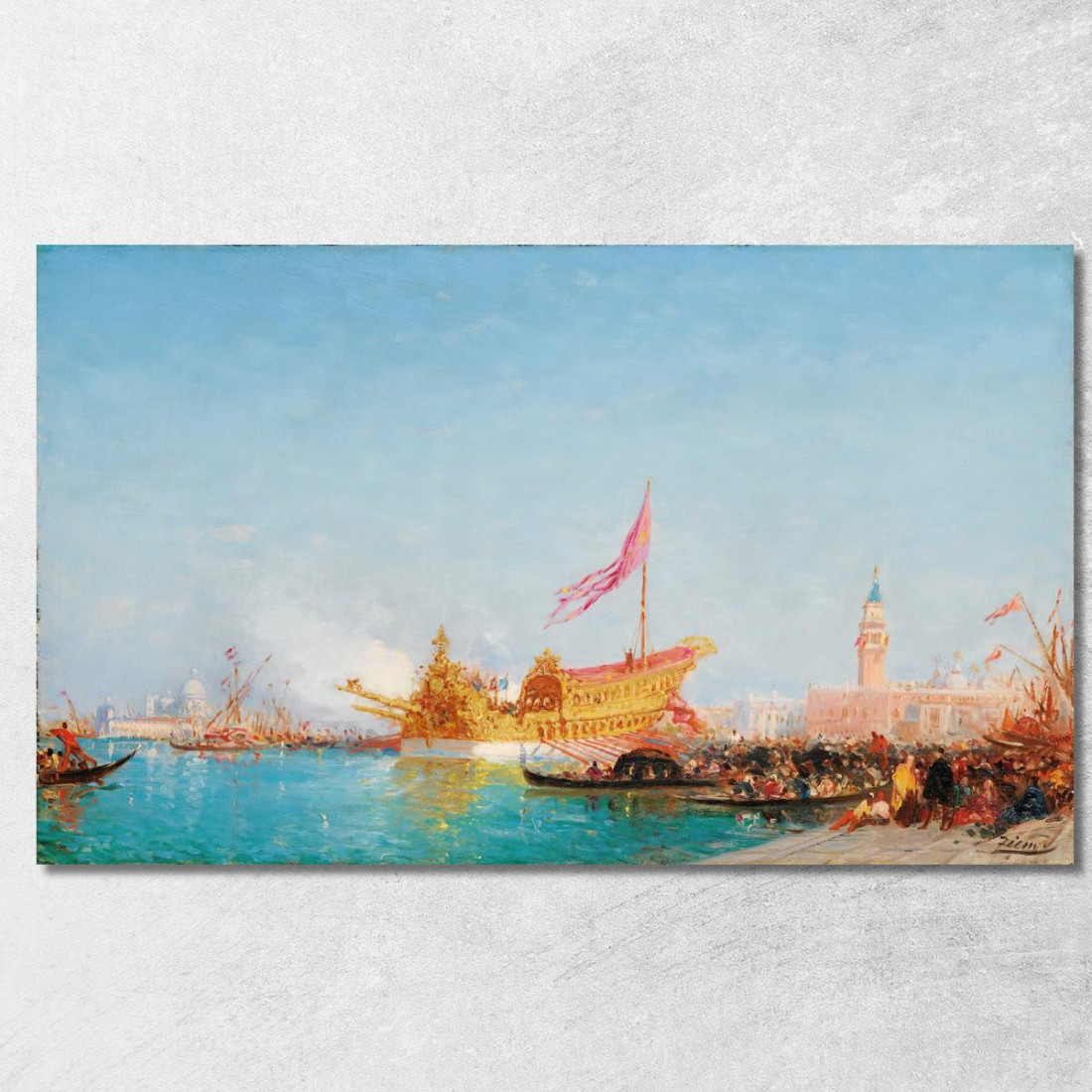 Il Bucintoro Visto Dalla Riva Degli Schiavoni Venezia Félix Ziem fzm65 quadro stampato su tela