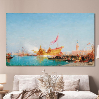 Il Bucintoro Visto Dalla Riva Degli Schiavoni Venezia Félix Ziem fzm65 quadro stampato su tela