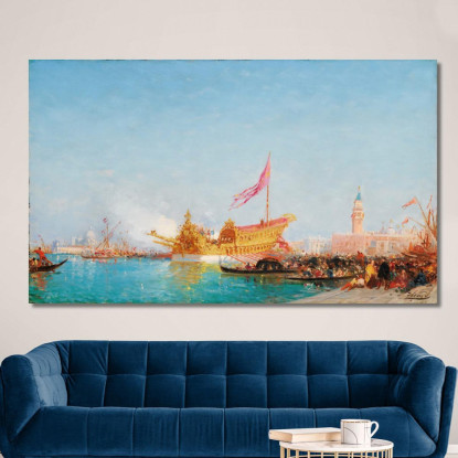 Il Bucintoro Visto Dalla Riva Degli Schiavoni Venezia Félix Ziem fzm65 quadro stampato su tela