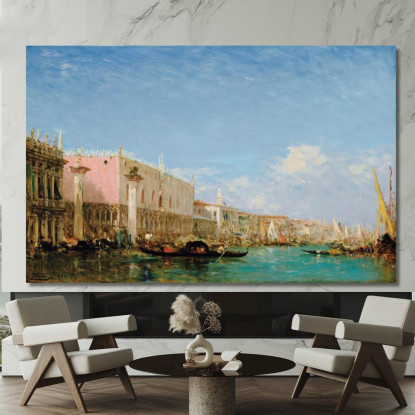 Il Molo Degli Schiavoni A Venezia Félix Ziem fzm72 quadro stampato su tela