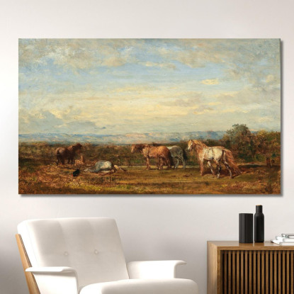 I Cavalli Della Camargue Félix Ziem fzm76 quadro stampato su tela