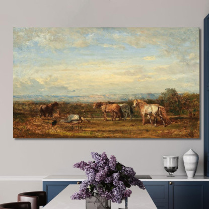 I Cavalli Della Camargue Félix Ziem fzm76 quadro stampato su tela