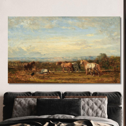 I Cavalli Della Camargue Félix Ziem fzm76 quadro stampato su tela