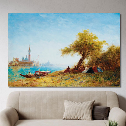 Riposo In Campagna Vicino A Venezia Félix Ziem fzm107 quadro stampato su tela