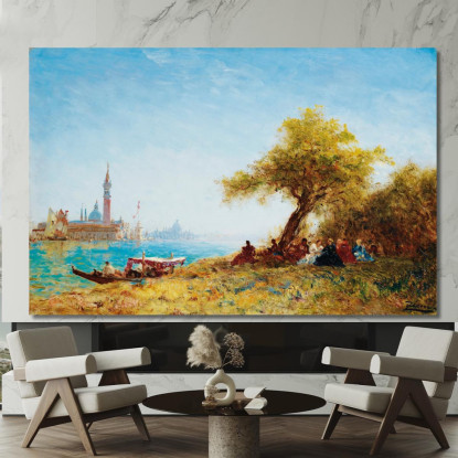 Riposo In Campagna Vicino A Venezia Félix Ziem fzm107 quadro stampato su tela