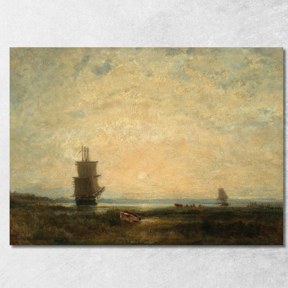 Velieri (Caravelle) Al Tramonto In Olanda Félix Ziem fzm112 quadro stampato su tela