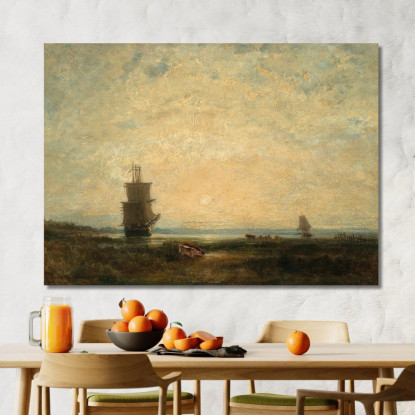 Velieri (Caravelle) Al Tramonto In Olanda Félix Ziem fzm112 quadro stampato su tela