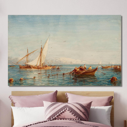 Sausset Dintorni Di Marsiglia La Pesca Al Tonno Félix Ziem fzm117 quadro stampato su tela