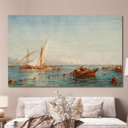 Sausset Dintorni Di Marsiglia La Pesca Al Tonno Félix Ziem fzm117 quadro stampato su tela