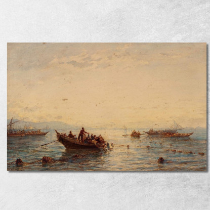 Sausset La Pesca Al Tonno Félix Ziem fzm118 quadro stampato su tela