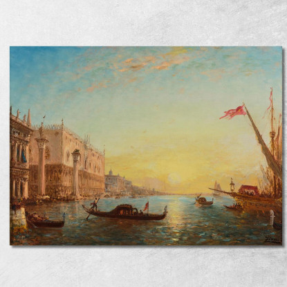 Sole Che Sorge Davanti Alla Piazzetta E Al Palazzo Ducale Venezia Félix Ziem fzm119 quadro stampato su tela