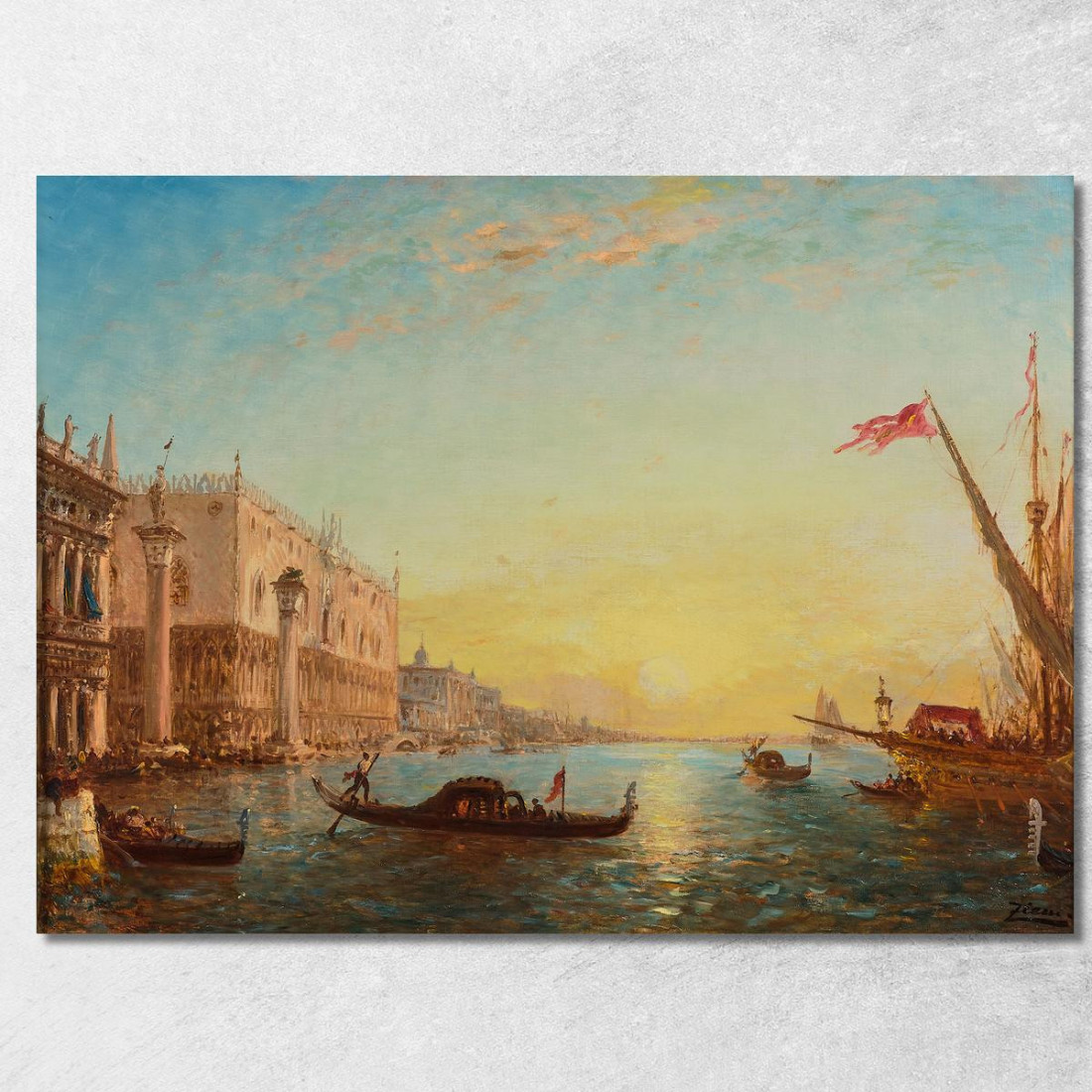 Sole Che Sorge Davanti Alla Piazzetta E Al Palazzo Ducale Venezia Félix Ziem fzm119 quadro stampato su tela