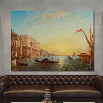 Sole Che Sorge Davanti Alla Piazzetta E Al Palazzo Ducale Venezia Félix Ziem fzm119 quadro stampato su tela