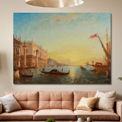 Sole Che Sorge Davanti Alla Piazzetta E Al Palazzo Ducale Venezia Félix Ziem fzm119 quadro stampato su tela