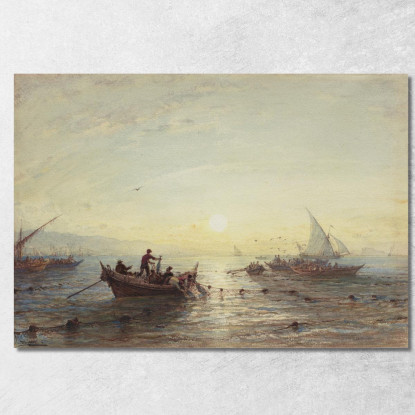 Pesca Al Tonno All'Alba Al Largo Della Costa Vicino A Marsiglia Félix Ziem fzm127 quadro stampato su tela