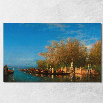Venezia Un Giro In Gondola Alla Madonna All'Ingresso Dei Giardini Francesi Félix Ziem fzm131 quadro stampato su tela