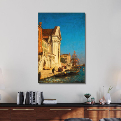 Venezia Canale Della Giudecca Vicino Alla Chiesa Di Santa Maria Del Rosario Félix Ziem fzm132 quadro stampato su tela