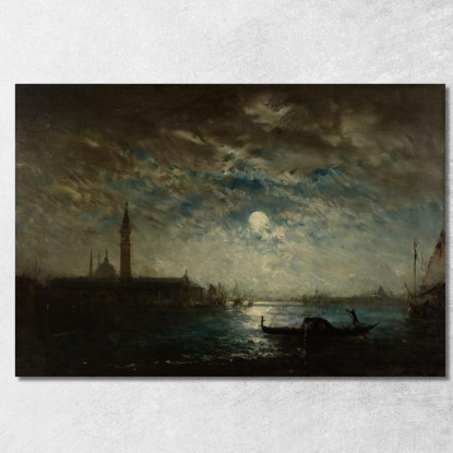 Venezia E Il Campanile Al Chiaro Di Luna Félix Ziem fzm139 quadro stampato su tela