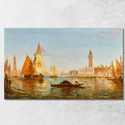 Venezia Gondole E Velieri Davanti Al Palazzo Ducale E San Giorgio Maggiore Félix Ziem fzm141 quadro stampato su tela