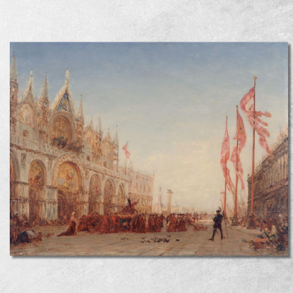 Venezia Processione Di San Giorgio Félix Ziem fzm150 quadro stampato su tela