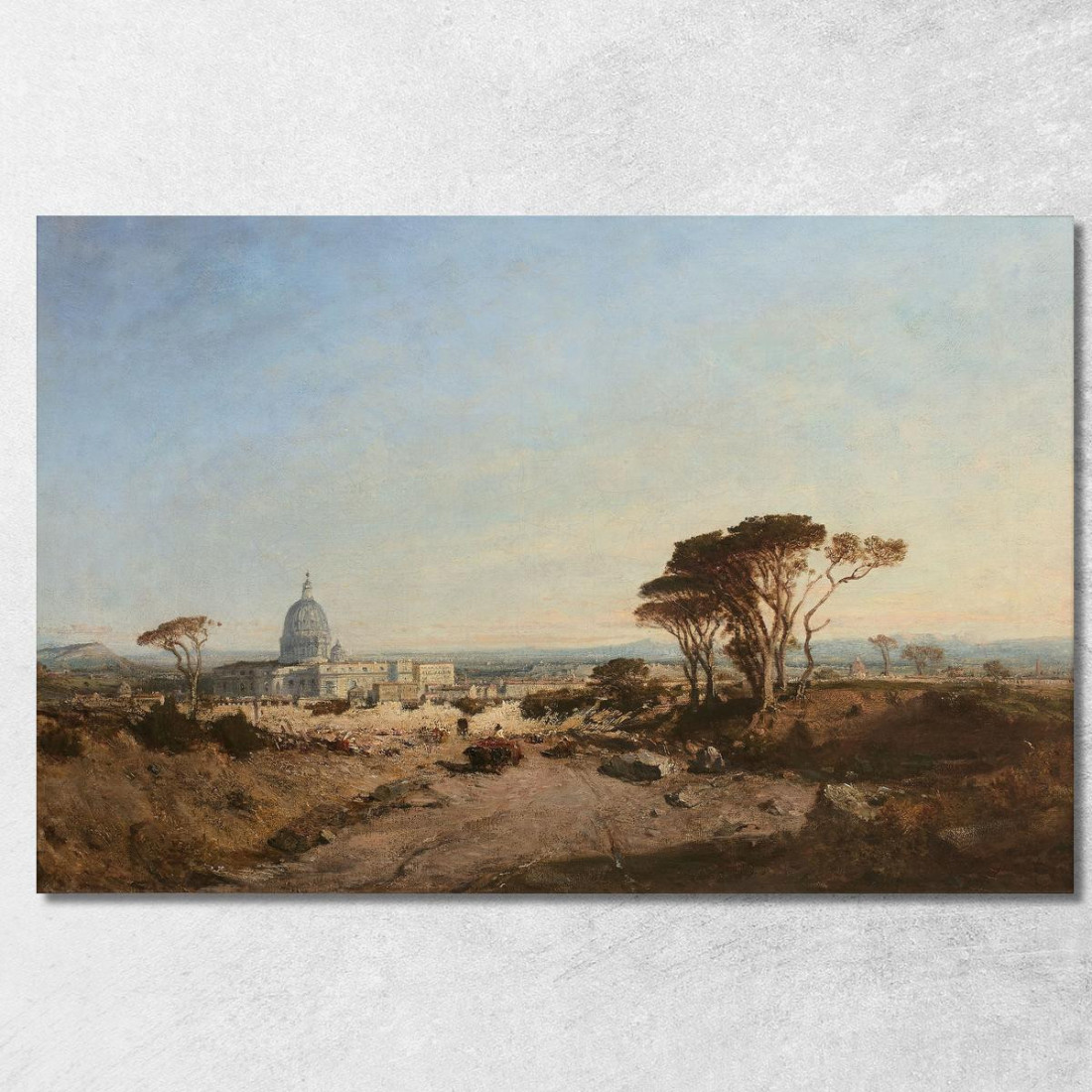 Veduta Di Roma E Dell'Arrivo Verso Il Vaticano Félix Ziem fzm159 quadro stampato su tela