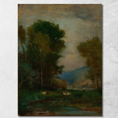 Mucche Presso Un Ruscello George Inness gin17 quadro stampato su tela
