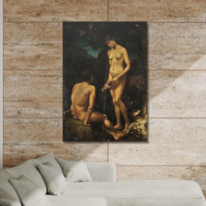 Adamo Ed Eva 2 Hans Thoma hth2 quadro stampato su tela