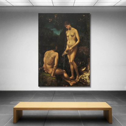 Adamo Ed Eva 2 Hans Thoma hth2 quadro stampato su tela