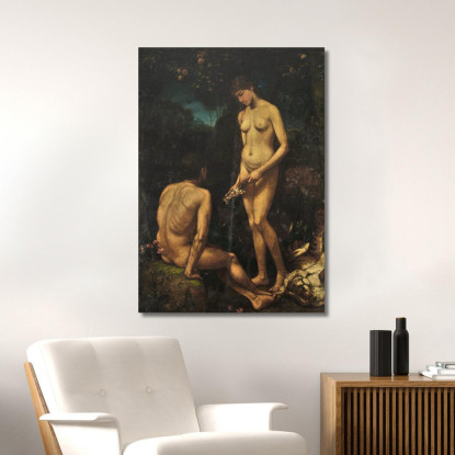 Adamo Ed Eva 2 Hans Thoma hth2 quadro stampato su tela