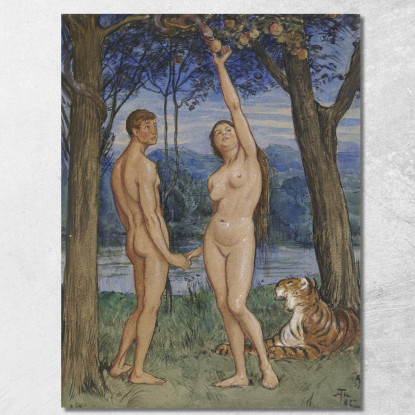 Adamo Ed Eva Hans Thoma hth3 quadro stampato su tela