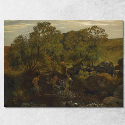 Ragazzi Che Fanno Il Bagno Hans Thoma hth13 quadro stampato su tela