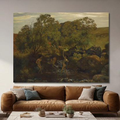 Ragazzi Che Fanno Il Bagno Hans Thoma hth13 quadro stampato su tela