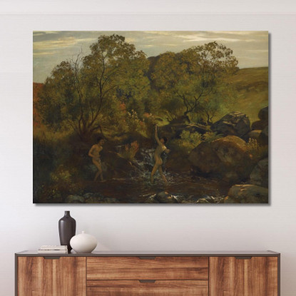 Ragazzi Che Fanno Il Bagno Hans Thoma hth13 quadro stampato su tela