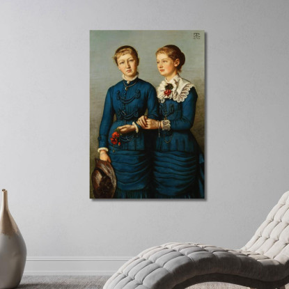 Ritratto Delle Due Figlie Della Famiglia Haag Hans Thoma hth15 quadro stampato su tela