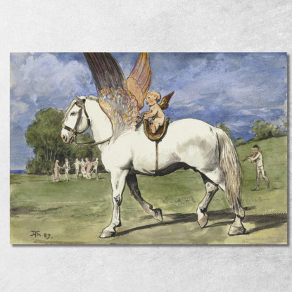 Cherubino Su Pegaso Hans Thoma hth17 quadro stampato su tela
