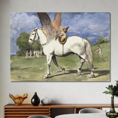 Cherubino Su Pegaso Hans Thoma hth17 quadro stampato su tela