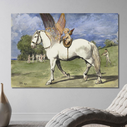 Cherubino Su Pegaso Hans Thoma hth17 quadro stampato su tela