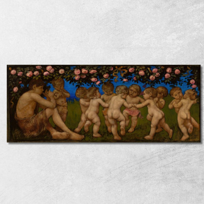 Putto Danzante Con Una Ghirlanda Di Rose Hans Thoma hth24 quadro stampato su tela