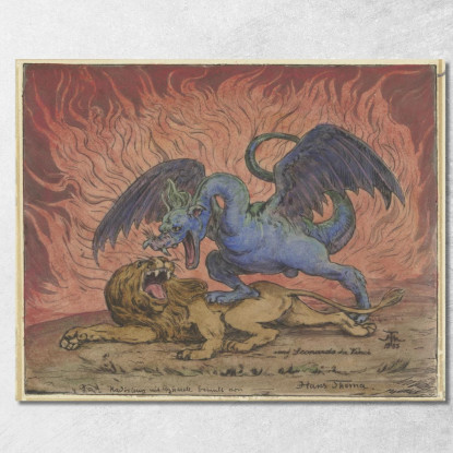 Drago E Leone Hans Thoma hth29 quadro stampato su tela