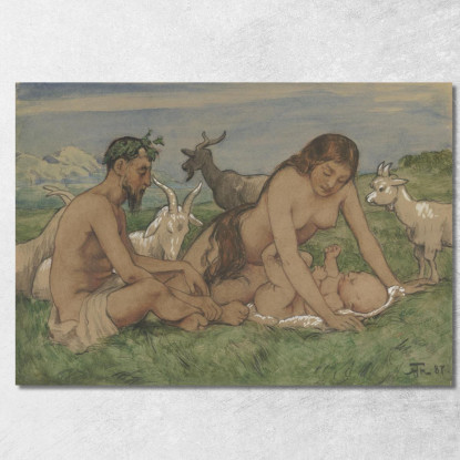 Famiglia Di Fauni Hans Thoma hth36 quadro stampato su tela
